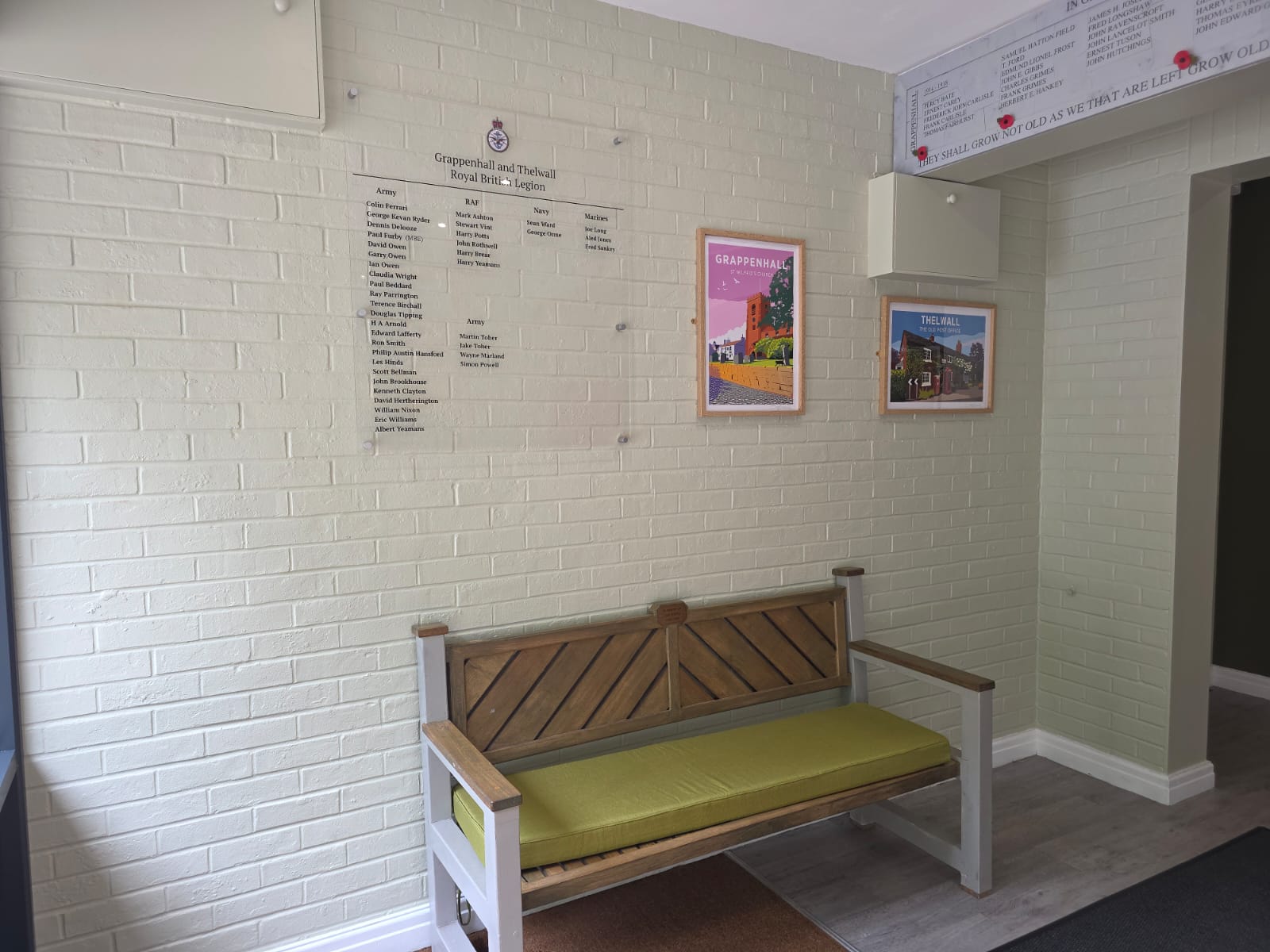 Royal British Legion members' memorial wall